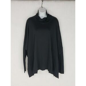 Planet Lagenlook Sweater Tunic Black XL OS 100% Pima Cotton Turtleneck